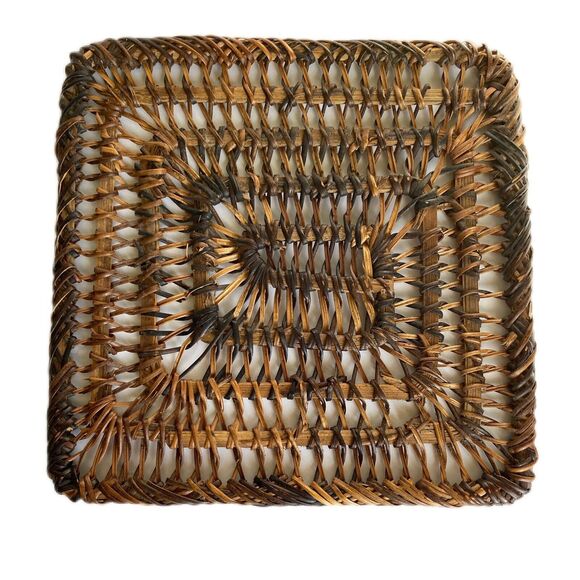 Vintage Woven Wicker Rattan Hot Pads Trivets Pot Holders Decor MCM Round Square - Picture 4 of 10